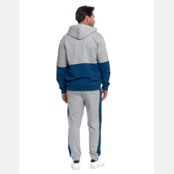 BLUZA męska z kapturem na zamek DWUKOLOROWA szaro-niebieska  MORAJ